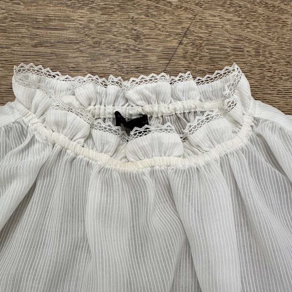 NWOT Current Air Anthropologie Airy Sheer Ruffles Puff Sleeve Blouse medium - Picture 9 of 17